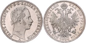 Franz Joseph I. 1848 - 1916
 Vereinstaler 1858 A Wien. 18,52g. Fr. 1396 vz/stgl