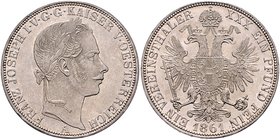 Franz Joseph I. 1848 - 1916
 Vereinstaler 1861 A Wien. 18,44g. Fr. 1407 stgl.