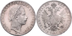 Franz Joseph I. 1848 - 1916
 Vereinstaler 1861 B Kremnitz. 18,54g. Fr. 1408 f.stgl