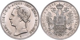 Franz Joseph I. 1848 - 1916
 1/2 Taler 1848 A Linkskopf. Wien. 14,06g. Fr. 1432 stgl