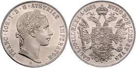 Franz Joseph I. 1848 - 1916
 1/2 Taler 1852 A Wien. 13,03g. Fr. 1436 stgl/EA