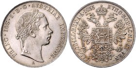 Franz Joseph I. 1848 - 1916
 1/2 Taler 1855 A Wien. 12,95g. Fr. 1440 f.stgl