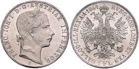 Franz Joseph I. 1848 - 1916
 1 Gulden 1864 B Kremnitz. 12,40g. Fr. 1473 vz/stgl