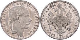 Franz Joseph I. 1848 - 1916
 1 Gulden 1866 A Wien. 12,31g. Fr. 1480 f.vz