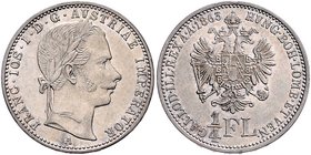 Franz Joseph I. 1848 - 1916
 1/4 Gulden 1863 A Wien. 5,32g. Fr. 1541 vz