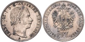 Franz Joseph I. 1848 - 1916
 1/4 Gulden 1863 A Wien. 5,30g. Fr. 1541 f.vz