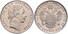 Franz Joseph I. 1848 - 1916
 20 Kreuzer 1854 C Prag. 4,32g. Fr. 1569 f.stgl