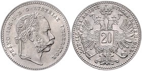 Franz Joseph I. 1848 - 1916
 20 Kreuzer 1872 Wien. 2,72g. Fr. 1582 stgl
