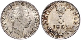 Franz Joseph I. 1848 - 1916
 5 Kreuzer 1858 V Venedig. 1,35g. Fr. 1611 stgl