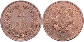 Franz Joseph I. 1848 - 1916
 4 Kreuzer 1860 B Kremnitz. 13,44g. Fr. 1621 stgl