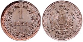 Franz Joseph I. 1848 - 1916
 1 Kreuzer 1859 A Dickabschlag. Wien. 4,70g. Fr.--, ANK --, Her. stgl