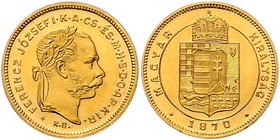 Franz Joseph I. 1848 - 1916
 Dukat 1870 KB Kremnitz. 3,48g. Fr. 1706 - 1709 (Typ) stgl/PP