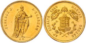 Franz Joseph I. 1848 - 1916
 Dukat 1869 KB Kremnitz. 3,49g. Fr. 1709 vz