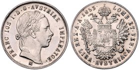 Franz Joseph I. 1848 - 1916
 1 Lira 1853 M Mailand. 4,23g, feiner Prägeglanz. Fr. 1863 vz/stgl.