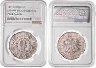 Franz Joseph I. 1848 - 1916
 2 Gulden 1873 Wiener Schützenverein zum 25-jährigen Regierungsjubiläum des Kaisers. Wien. Fr. 1902 PF62 Cameo