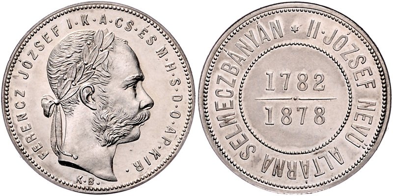 Franz Joseph I. 1848 - 1916
 Gulden - Schemnitzer Erbstollen 1878 KB Kremnitz. ...