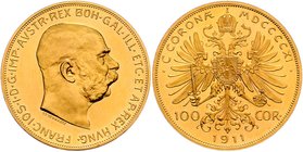 Franz Joseph I. 1848 - 1916
 100 Kronen 1911 Wien. 33,96g. Fr. 1919 stgl