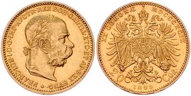Franz Joseph I. 1848 - 1916
 20 Kronen 1899 Wien. 6,77g. Fr. 1931 vz