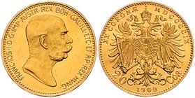 Franz Joseph I. 1848 - 1916
 20 Kronen 1909 Marschall. Wien. 6,79g. Fr. 1939 f.stgl
