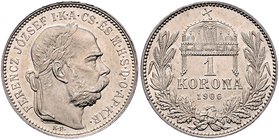Franz Joseph I. 1848 - 1916
 1 Korona 1906 KB Kremnitz. 5,00g. Fr. 2119 vz/stgl
