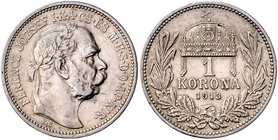 Franz Joseph I. 1848 - 1916
 1 Korona 1913 KB Kremnitz. 4,89g. Fr. 2121 ss/vz