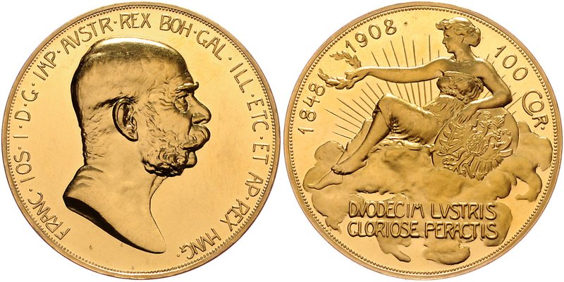 Franz Joseph I. 1848 - 1916
 100 Kronen 1908 KB Anlässlich des 60-jährigen Regi...