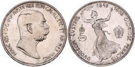 Franz Joseph I. 1848 - 1916
 5 Kronen 1908 Anlässlich des 60-jährigen Regierungsjubiläum. Wien. 24,06g. Fr. 2185 stgl
