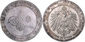 Wilhelm II. 1888 - 1918
 Ag - Medaille 1917 unsigniert. Erinnerungsmedaille an seinen Besuch in Konstantinopel (Istanbul). Der gekrönte Reichsadler m...