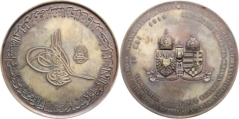 Karl I. 1916 - 1918
 Cu - Medaille 1918 unsigniert, auf seinen Besuch in Konsta...