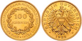 1. Republik 1918 - 1933 - 1938
 100 Kronen 1923 Wien. 33,90g. Her. 1 ss/vz