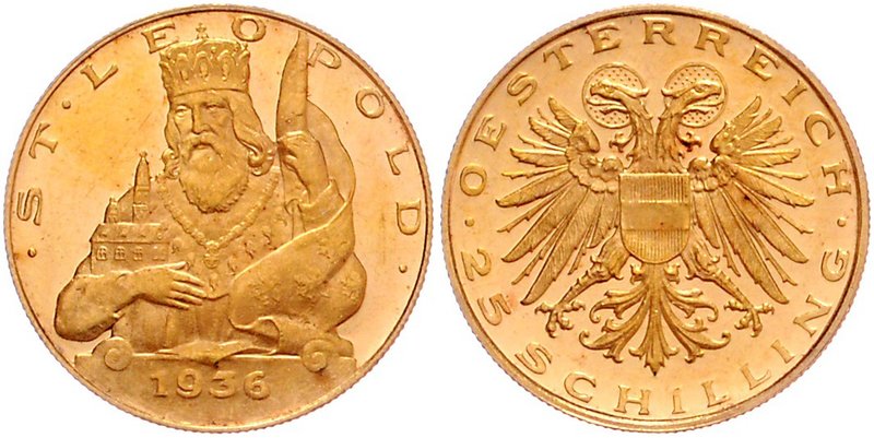 1. Republik 1918 - 1933 - 1938
 25 Schilling 1936 Wien. 5,88g. Her. 26 stgl