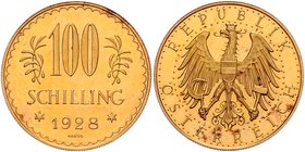 1. Republik 1918 - 1933 - 1938
 100 Schilling 1928 Wien. 23,56g. Her. 7 vz