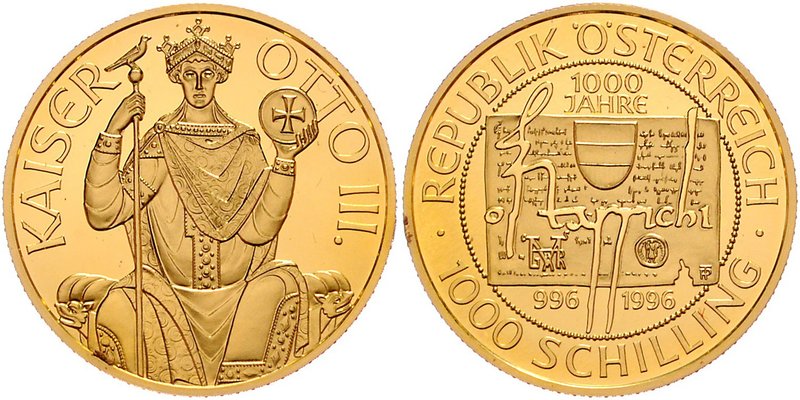 2. Republik 1945 - heute
 1000 Schilling 1996 1000 Jahre Österreich Kaiser Otto...