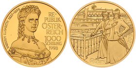 2. Republik 1945 - heute
 1000 Schilling 1998 Kaiserin Elisabeth. Wien. 16,16g. ANK 7 PP