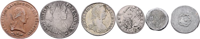 Europa
 LOT 6 Stück, ab 1656 diverse Nominale s - ss
