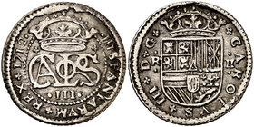 1712. Carlos III, Pretendiente. Barcelona. 2 reales. (Cal. 28). 5,12 g. MBC.