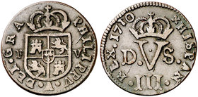 1710. Felipe V. Valencia. 1 treseta. (Cal. 2012). 3,08 g. MBC.
