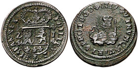 1719. Felipe V. Zaragoza. 1 maravedí. (Cal. 2027). 2,68 g. BC+.