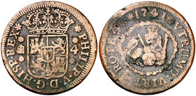 1741. Felipe V. Segovia. 4 maravedís. (Cal. 1992). 6,47 g. BC/BC-.