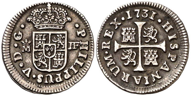1731. Felipe V. Madrid. JF. 1/2 real. (Cal. 1797). 1,42 g. Buen ejemplar. Ex Col...
