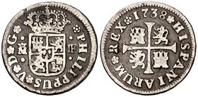 1738. Felipe V. Madrid. JF. 1/2 real. (Cal. 1800). 1,35 g. BC+.