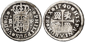 1740. Felipe V. Madrid. JF. 1/2 real. (Cal. 1801). 1,27 g. Rayitas. BC.