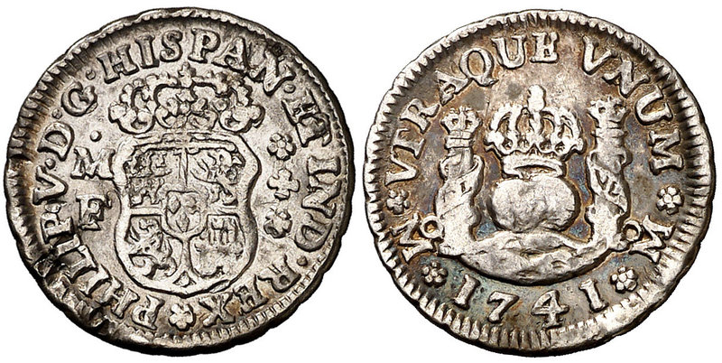 1741. Felipe V. México. MF. 1/2 real. (Cal. 1866). 1,64 g. Columnario. Golpecito...