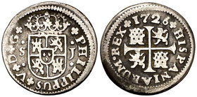 1726. Felipe V. Sevilla. J. 1/2 real. (Cal. 1924). 1,22 g. MBC-/BC+.