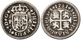 1731. Felipe V. Sevilla. PA. 1/2 real. (Cal. 1928). 1,41 g. Oxidaciones. BC+.
