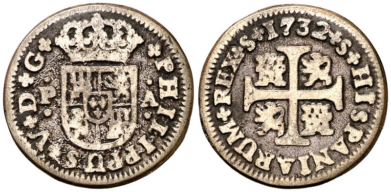 1732. Felipe V. Sevilla. PA. 1/2 real. (Cal. 1929). 1,19 g. BC.