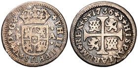 1736. Felipe V. Sevilla. PA. 1/2 real. (Cal. 1933). 1,30 g. Ex Colección Vigo, Áureo 01/03/2000, nº 111. BC/BC+.