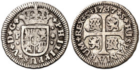 1737. Felipe V. Sevilla. P. 1/2 real. (Cal. 1935). 1,46 g. Único año de este ensayador. Escasa. MBC-.