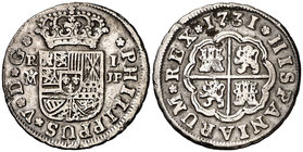 1731. Felipe V. Madrid. JF. 1 real. (Cal. 1538). 2,86 g. Golpecitos. Escasa. MBC-.