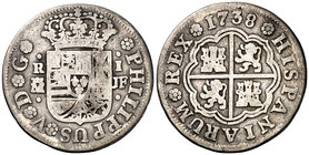 1738. Felipe V. Madrid. JF. 1 real. (Cal. 1546). 2,74 g. BC.